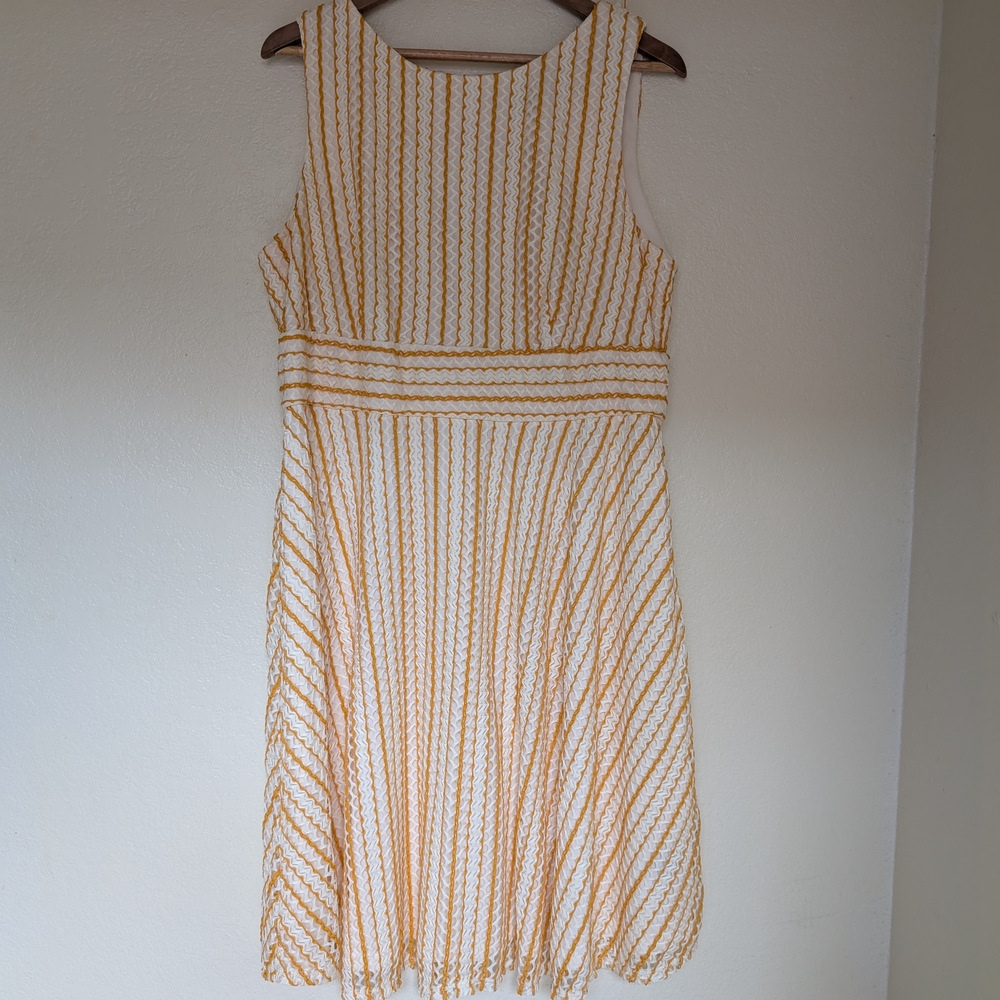 Liz Claiborne Yellow and White Striped Midi Dress